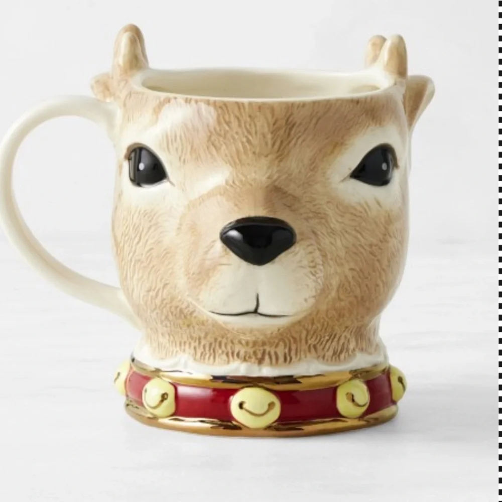 WILLIAMS SONOMA (2) Twas The Night Before Christmas Reindeer Mugs